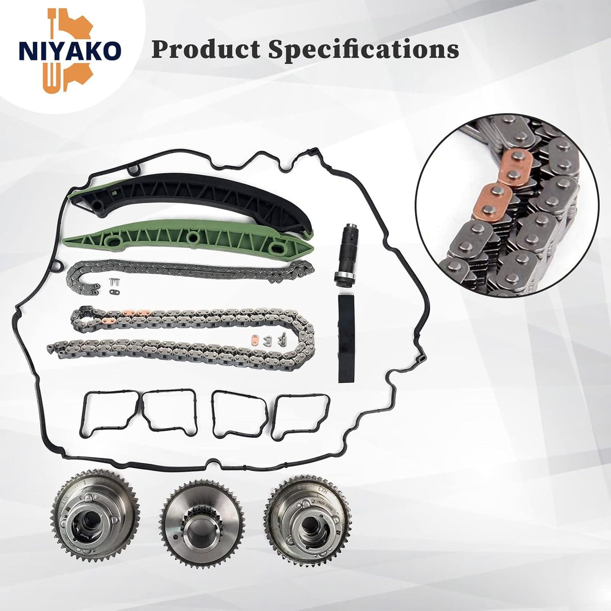 Timing Chain Kit with Camshaft Adjuster and Camshaft Timing Gear M15398