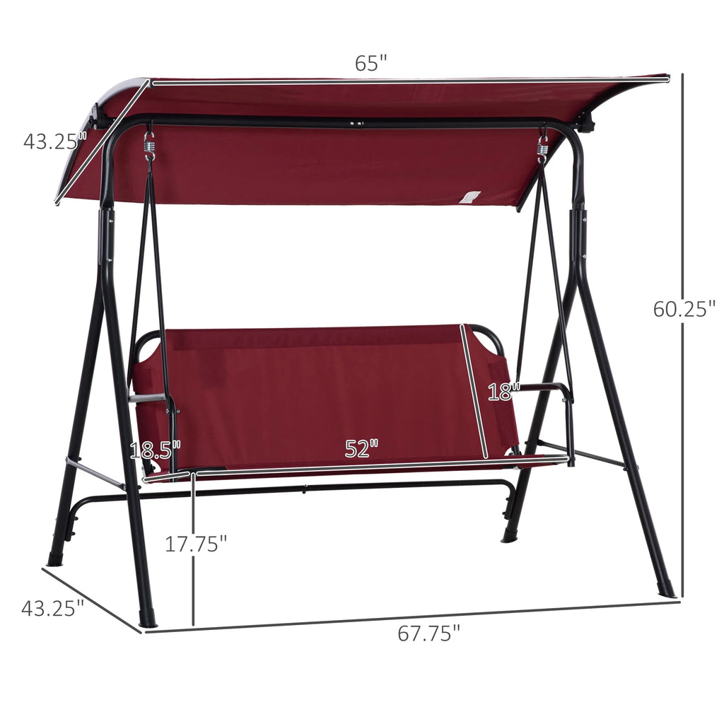 Red Steel Frame 3-Person Porch Swing with Stand K9700