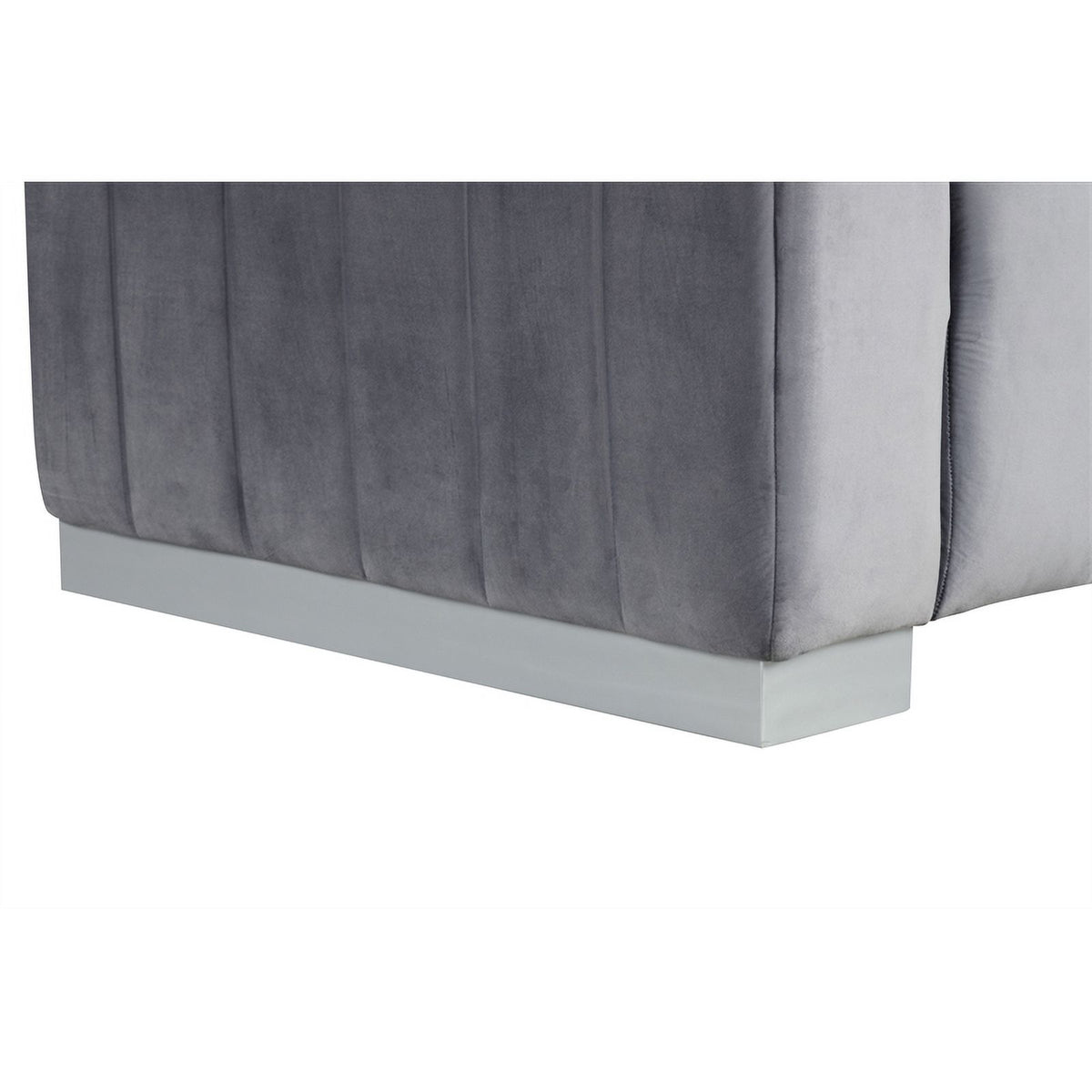 Gray Velvet Fabric Sofa and 2 Armchairs Set K420
