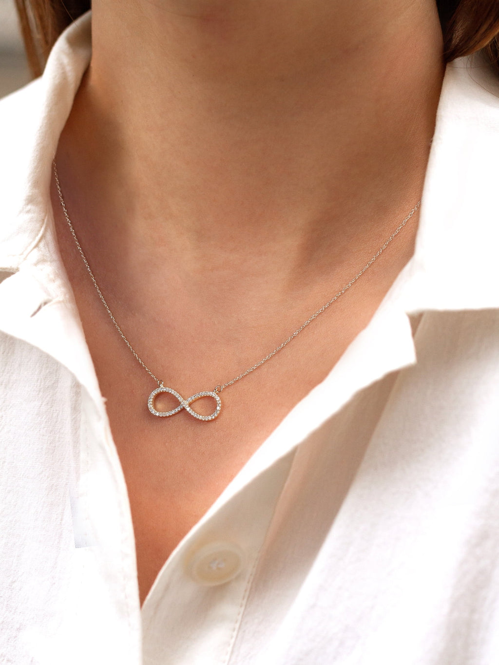 10K Yellow Gold Diamond Infinity Loop Necklace S2708
