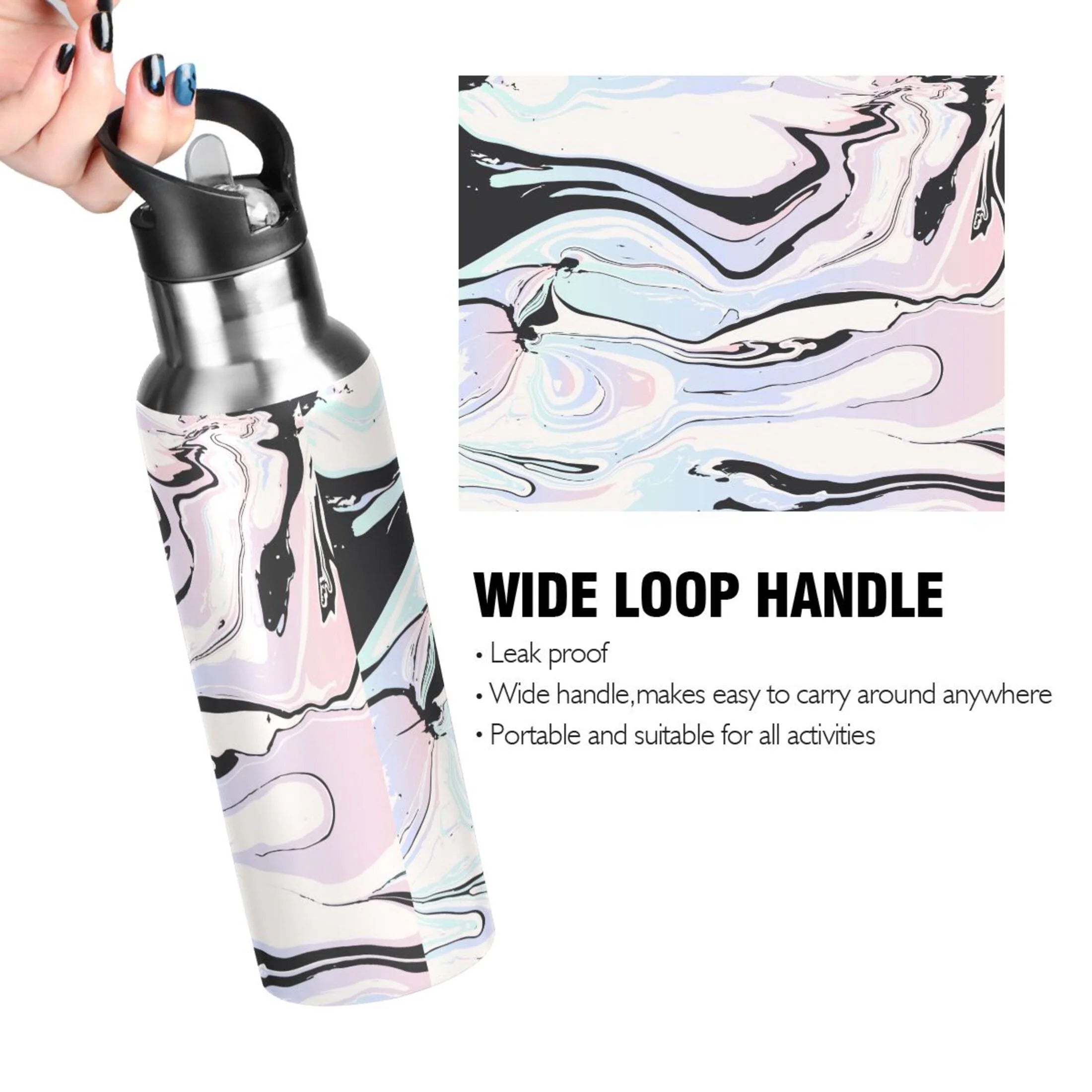 Stainless Steel Vacuum Insulated Water Bottle with Straw Lid 20 OZ S4649