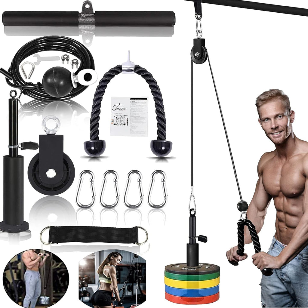 Weight Cable Pulley System Home Gym Equipment Upgraded Fitness LAT Pull Down, Biceps Curl, Back, Forearm, Shoulder Pack of 2 O6417