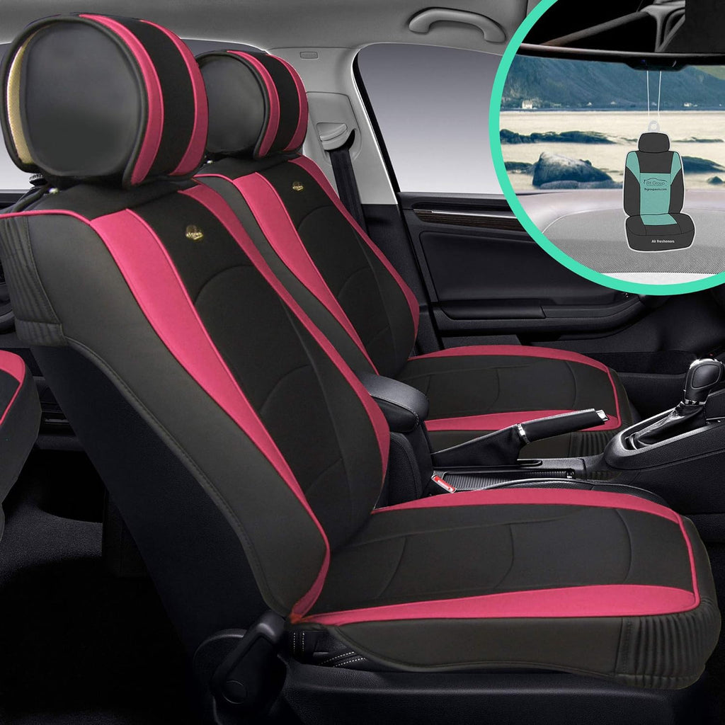 Faux Leather Car Seat Covers Front Set Solid Gray N3795