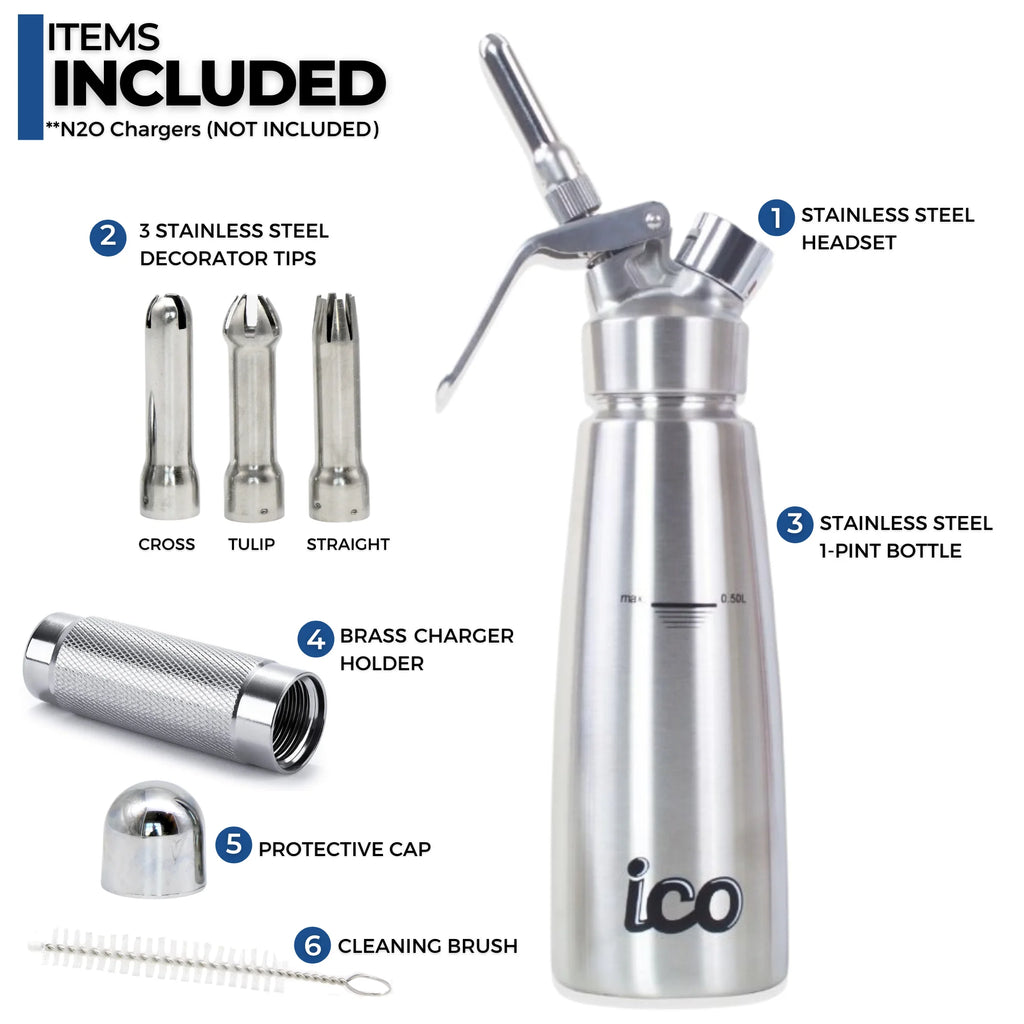 Stainless Steel Whipped Cream Dispenser, 1 Pint H5849