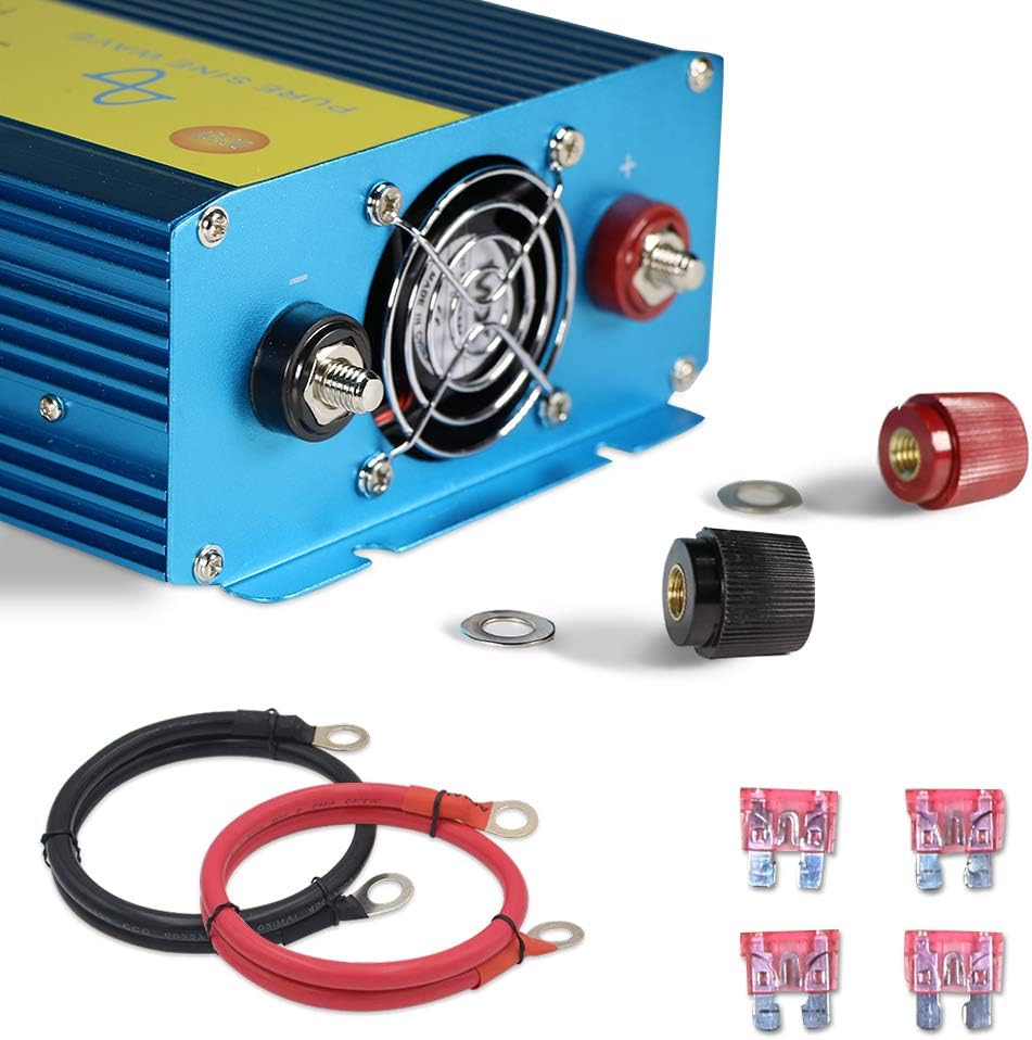 2000W Pure Sine Wave Power Inverter 12V DC to 110V AC with LED Display 3 AC Outlets V87735